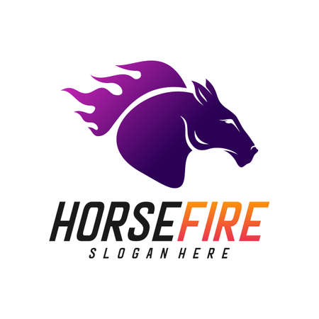 Fast Speed Horse Logo Design Vector. Horse with Fire logo concept vector templateのイラスト素材