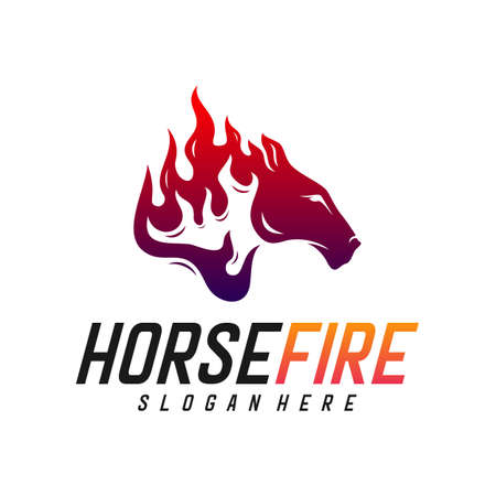 Fast Speed Horse Logo Design Vector. Horse with Fire logo concept vector templateのイラスト素材