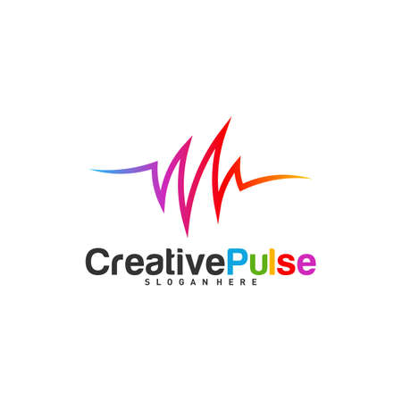 Colorful Pulse logo Concepts Vector. Pulse People Logo Design Template Vector. Sound waves vector illustration design template. unique pulse or wave logo designのイラスト素材