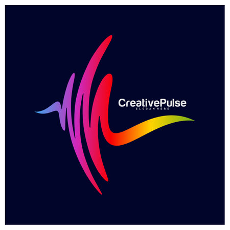 Colorful Pulse logo Concepts Vector. Pulse People Logo Design Template Vector. Sound waves vector illustration design template. unique pulse or wave logo designのイラスト素材