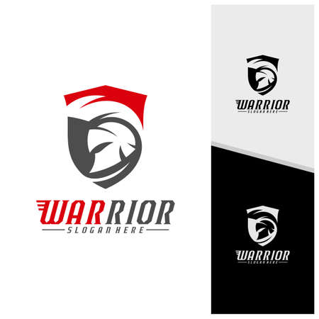 Spartan warrior logo design vector illustration. Warriors sport team logo design template.のイラスト素材