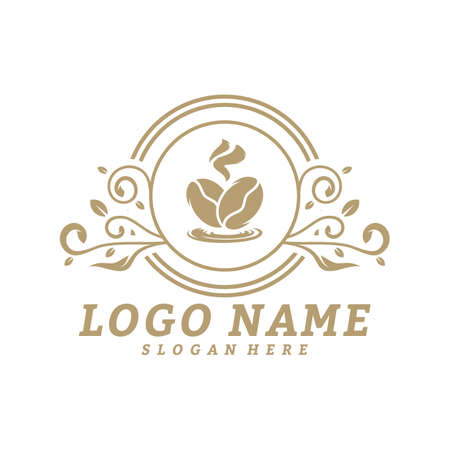 Coffee logo design vector template. Coffee label, Badge, Emblem. Illustrationのイラスト素材