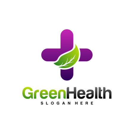 Nature Health Logo Design Concept Vector. Health with Leaf Logo Template. Icon Symbol. Illustrationのイラスト素材