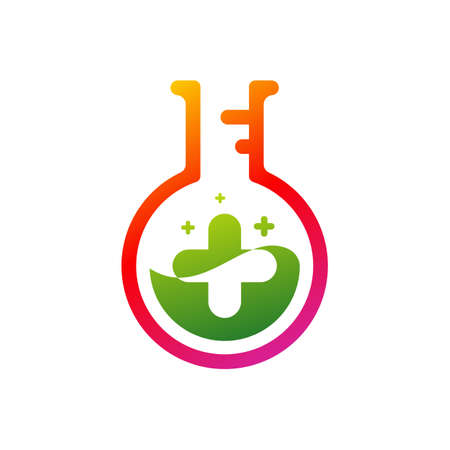 Health Plus with Lab Logo Design Concept Vector Template. Icon Symbolのイラスト素材