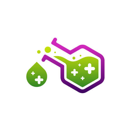 Health Plus with Lab Logo Design Concept Vector Template. Icon Symbolのイラスト素材