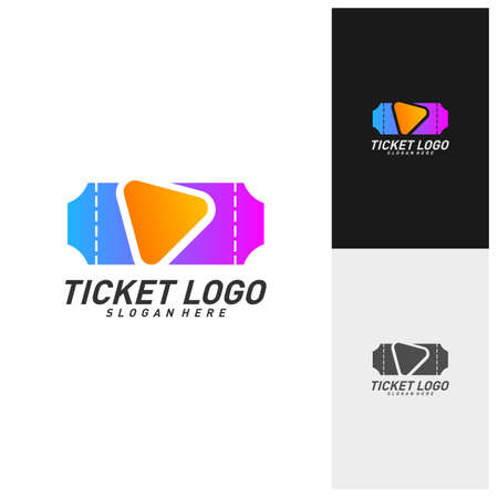 Media Ticket Logo Design Vector, Movie Play Ticket logo template, Emblem, Creative design, Icon symbol conceptのイラスト素材
