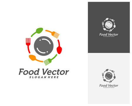 Creative Food logo design vector. Restaurant, food court, cafe logo template. Icon symbol. Illustrationのイラスト素材