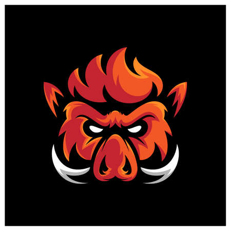 Boar Esport gaming mascot logo template Vector. Modern Head Boar Logo Vectorのイラスト素材