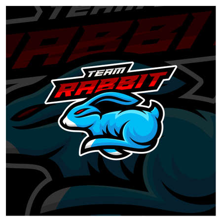 Rabbit Esport gaming mascot logo template Vector. Modern Head Rabbit Logo Vectorのイラスト素材