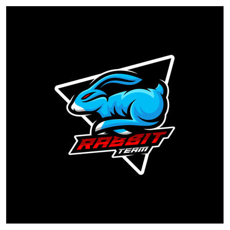 Rabbit Esport gaming mascot logo template Vector. Modern Head Rabbit Logo Vectorのイラスト素材