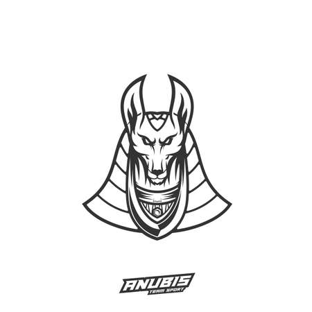 Anubis Esport gaming mascot logo template Vector. Modern Head Anubis Logo Vector, Illustrationのイラスト素材