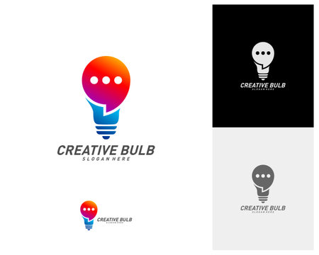 Creative Bulb chat logo design vector. Consult Bulb logo template. icon symbolのイラスト素材