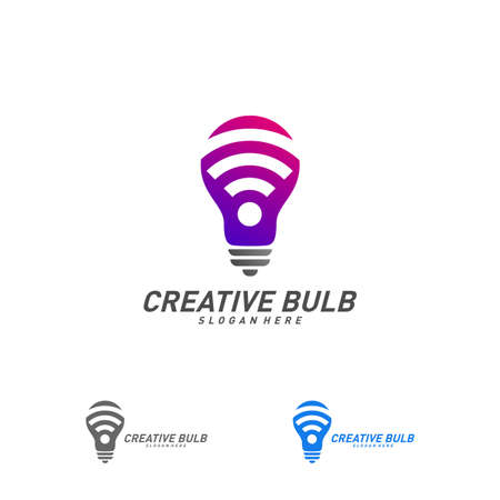 Wifi light bulb logo design concept vector, Smart Bulb logo template for businessのイラスト素材