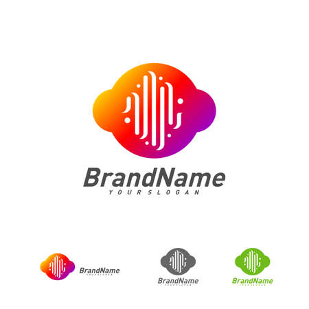 Pulse cloud logo vector template, Cloud pulse logo design concept, Icon symbolのイラスト素材