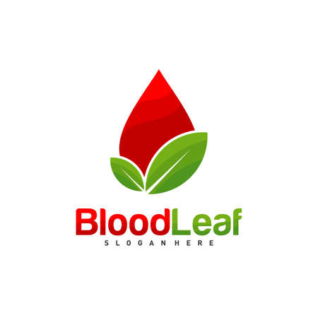 Blood Leaf logo template vector, Nature Droplet Blood logo design conceptのイラスト素材