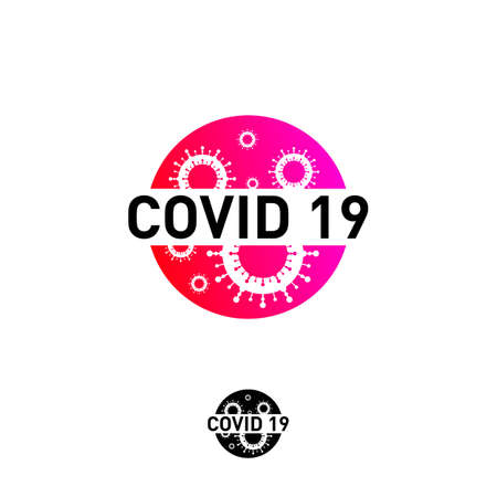 Covid-19 Coronavirus concept design logo. World Health organization WHO introduced new official name for Coronavirus disease named COVID-19, dangerous virus vector illustrationのイラスト素材
