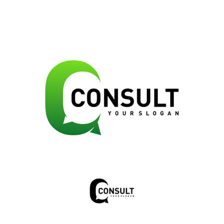 Business consulting logo template. Speech bubble vector design. Consult logotypeのイラスト素材