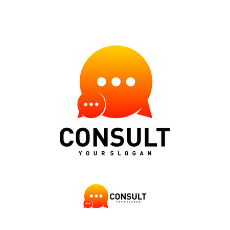 Business consulting logo template. Speech bubble vector design. Consult logotypeのイラスト素材