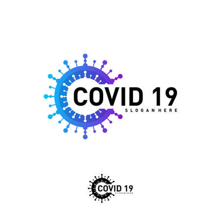 Covid-19 Coronavirus concept design logo. World Health organization WHO introduced new official name for Coronavirus disease named COVID-19, dangerous virus vector illustrationのイラスト素材