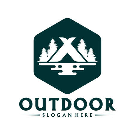 Camping Outdoor logo design vector template, Creative Camping logo conceptsのイラスト素材