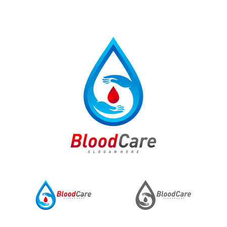 Blood Care logo template vector, Creative Droplet Blood logo design conceptのイラスト素材