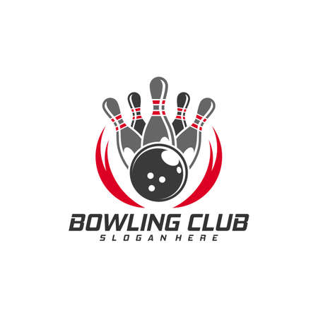 Bowling logo design concept vector template, emblem tournament template editable for your design. Icon Symbolのイラスト素材