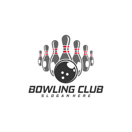 Bowling logo design concept vector template, emblem tournament template editable for your design. Icon Symbolのイラスト素材