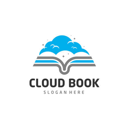 Cloud book logo design vector template for online education, library and bookstore concept logo vector, Icon symbolのイラスト素材