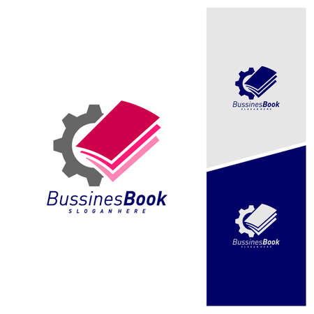Gear Book logo design vector template, Illustration Book design Concept, Icon symbolのイラスト素材