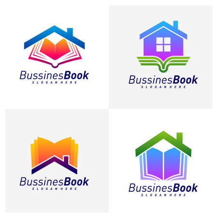 Set of Home Book logo design vector template, Illustration Book design Concept, Icon symbolのイラスト素材