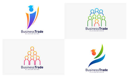 Set of Leadership logo design vector, Colorful People logo design template, Icon symbolのイラスト素材