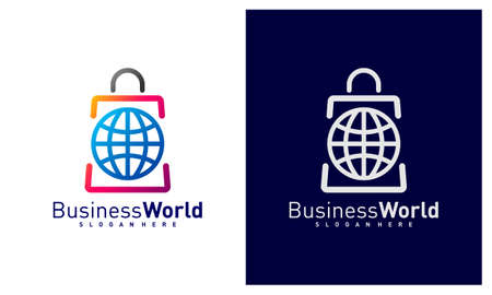 World Shop logo vector template, Creative world logo design conceptsのイラスト素材