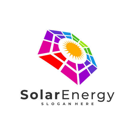 Colorful Solar logo vector template, Creative Solar panel energy logo design conceptsのイラスト素材