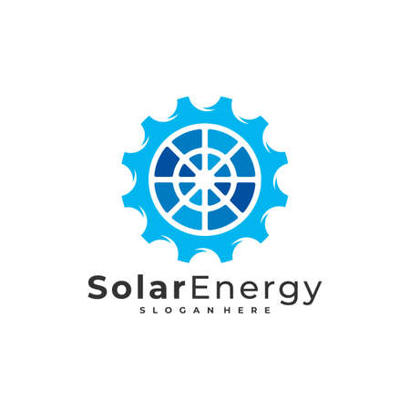 Solar Gear logo vector template, Creative Solar panel energy logo design conceptsのイラスト素材