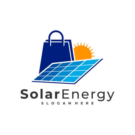 Shop Solar logo vector template, Creative Solar panel energy logo design conceptsのイラスト素材