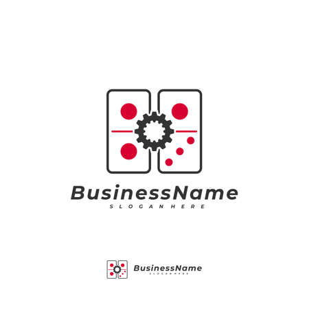 Domino Gear logo vector template, Creative Domino logo design conceptsのイラスト素材