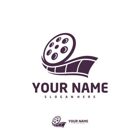 Cinema logo vector template, Creative Film Strip Cinema logo design conceptsのイラスト素材
