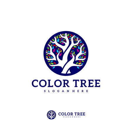 Colorful Tree logo vector template, Creative Tree logo design conceptsのイラスト素材