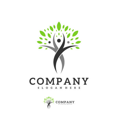 People Tree logo vector template, Creative Tree logo design conceptsのイラスト素材