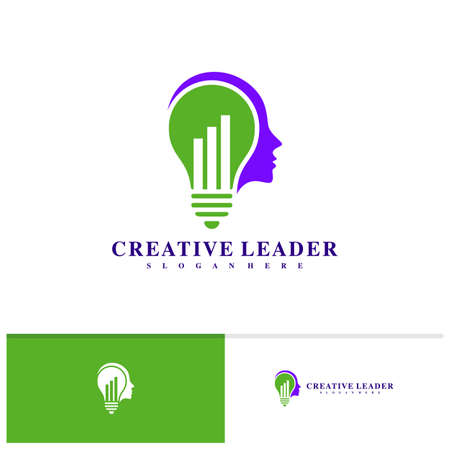 People stats with bulb logo design vector template, Creative People logo design conceptsのイラスト素材