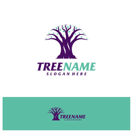Tree with Root Logo Design Template. Tree logo concept vector. Creative Icon Symbolのイラスト素材