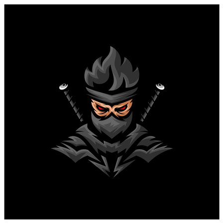 Ninja mascot esport logo vector template, Creative Ninja logo design conceptsのイラスト素材
