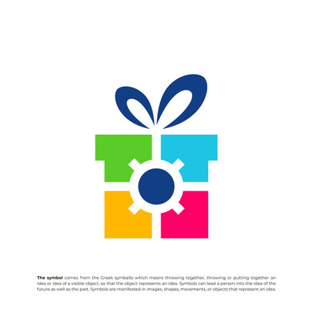 Gift Gear Logo Design Template. Gear Gift logo concept vector. Creative Icon Symbolのイラスト素材