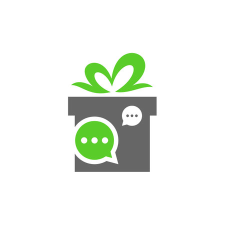 Gift Chat Logo Design Template. Chat Gift logo concept vector. Creative Icon Symbolのイラスト素材