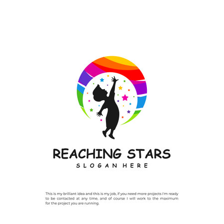 Reaching Stars Logo Design Template. Dream star logo vector. Emblem, Colorful, Creative Icon Symbolのイラスト素材