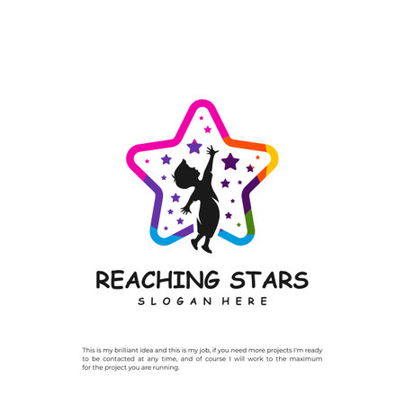 Reaching Stars Logo Design Template. Dream star logo vector. Emblem, Colorful, Creative Icon Symbolのイラスト素材