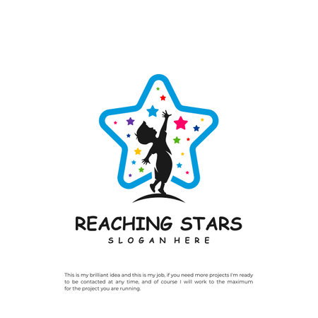 Reaching Stars Logo Design Template. Dream star logo vector. Emblem, Colorful, Creative Icon Symbolのイラスト素材