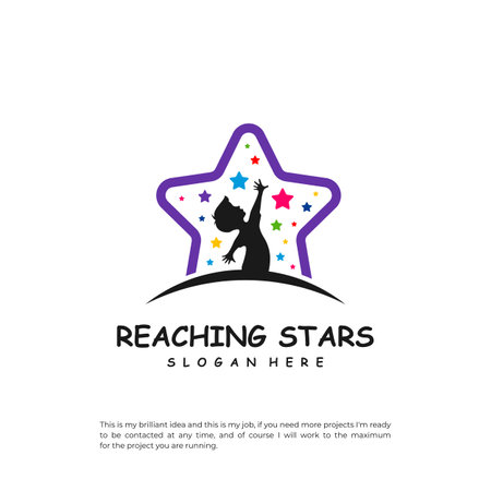 Reaching Stars Logo Design Template. Dream star logo vector. Emblem, Colorful, Creative Icon Symbolのイラスト素材