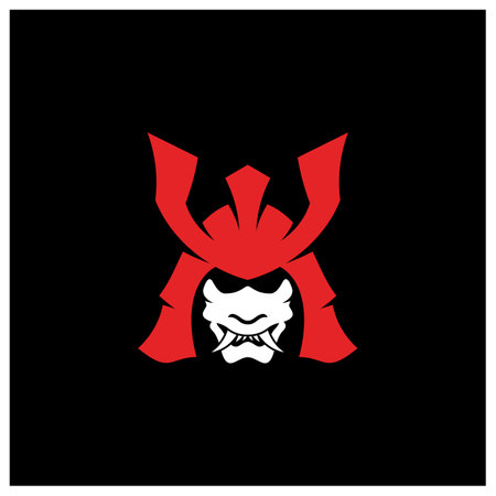 Samurai head logo design vector. Samurai warrior logo templateのイラスト素材