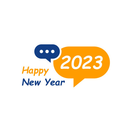Happy New Year 2023 text with Chat design concept. Cover of business diary for 2023 with wishes....